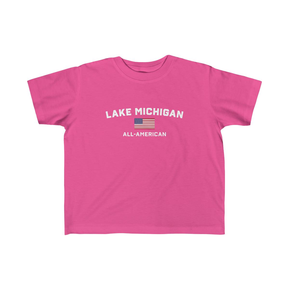 'Lake Michigan All-American' T-Shirt (w/USA Flag Outline) | Toddler Short Sleeve - Circumspice Michigan