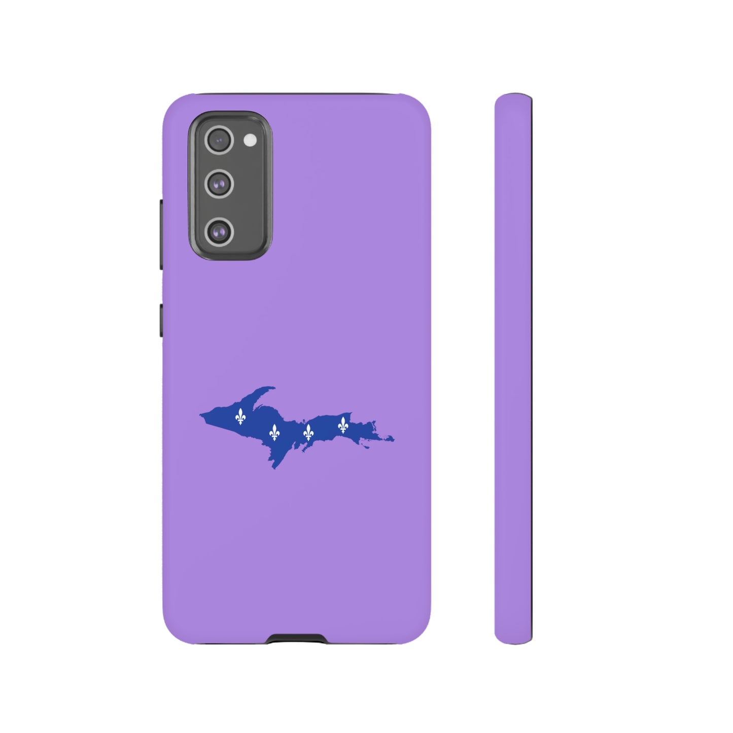 Michigan Upper Peninsula Tough Phone Case (Lavender w/ UP Quebec Flag Outline) | Samsung & Pixel Android