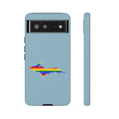 Michigan Upper Peninsula Tough Phone Case (Opal Blue w/ UP Pride Flag Outline) | Samsung & Pixel Android