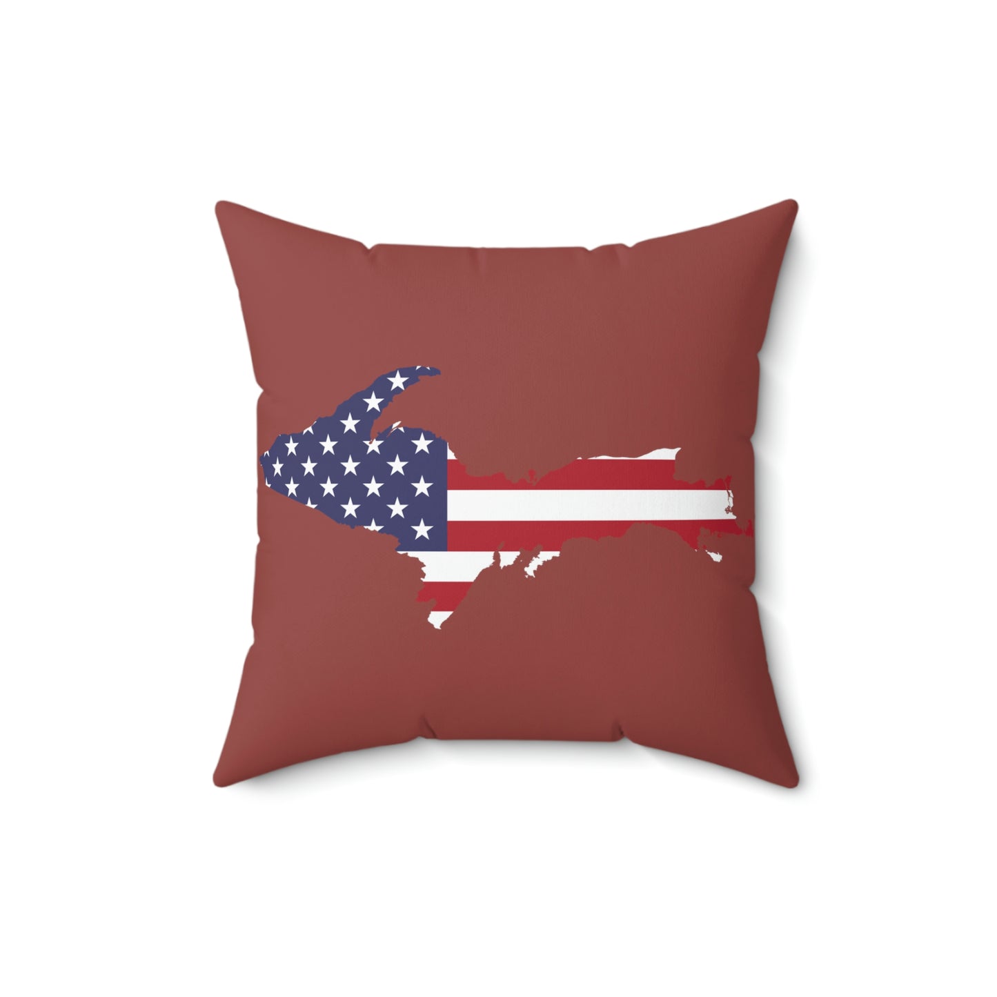 Michigan Upper Peninsula Accent Pillow (w/ UP USA Flag Outline) | Ore Dock Red