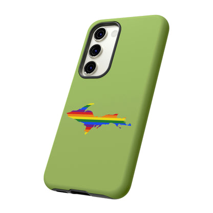 Michigan Upper Peninsula Tough Phone Case (Gooseberry Green w/ UP Pride Flag Outline) | Samsung & Pixel Android