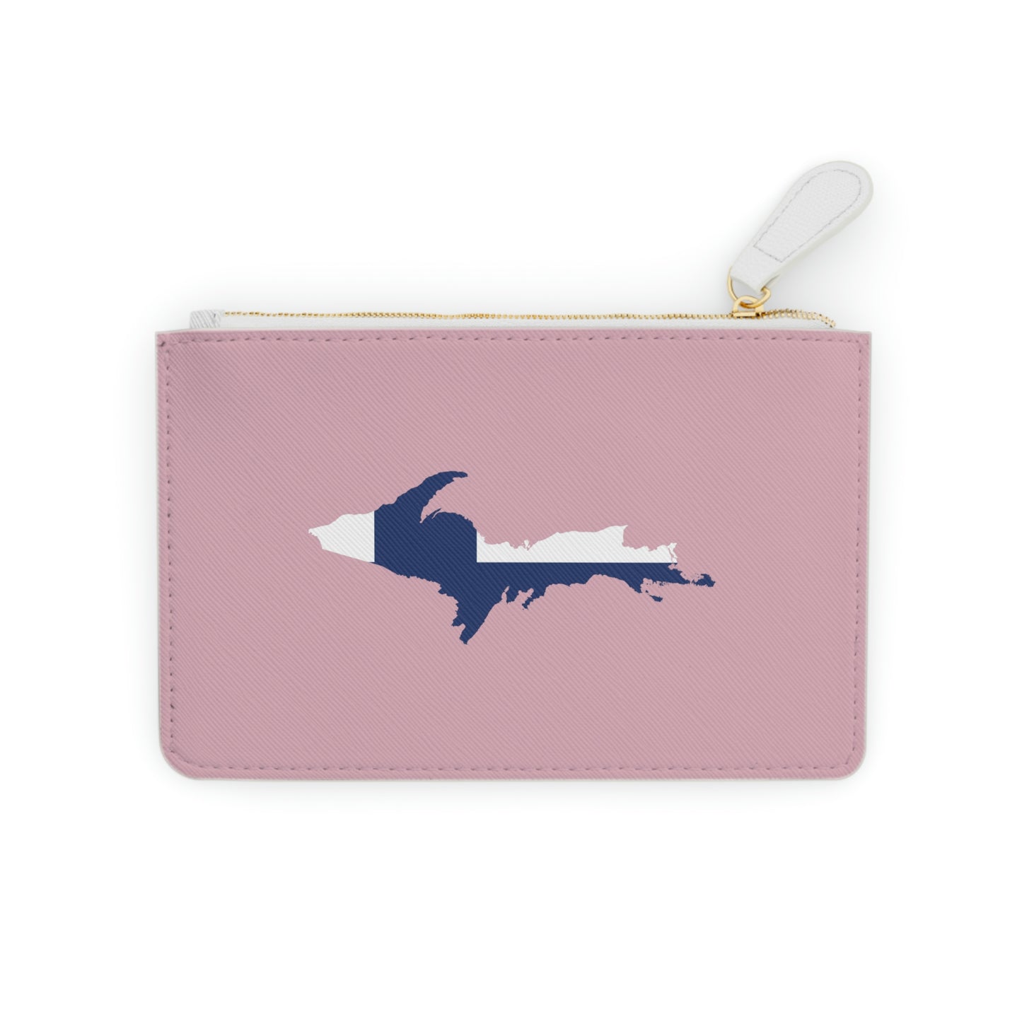 Michigan Upper Peninsula Mini Clutch Bag (Pink w/ UP Finland Flag Outline)