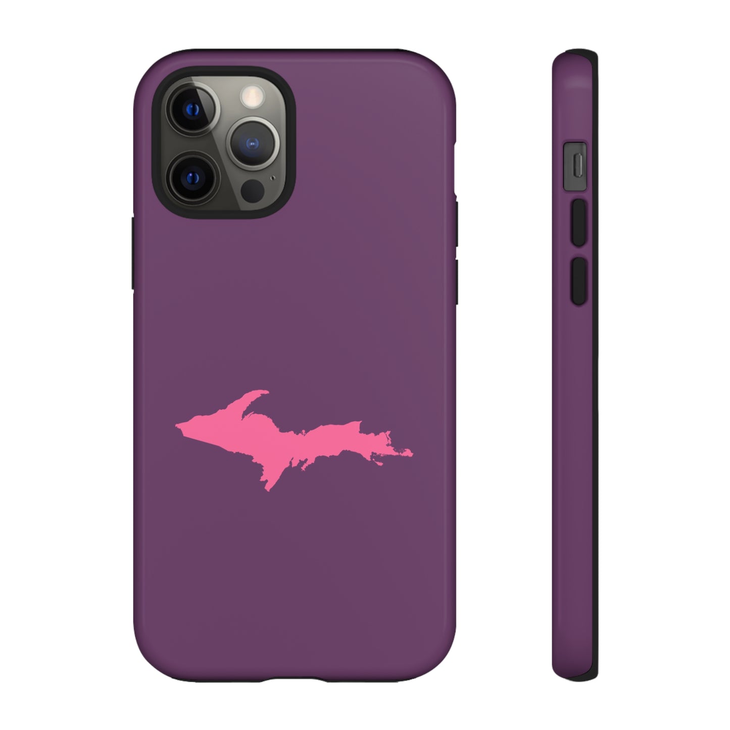 Michigan Upper Peninsula Tough Phone Case (Plum w/ Pink UP Outline) | Apple iPhone