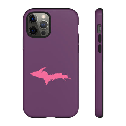 Michigan Upper Peninsula Tough Phone Case (Plum w/ Pink UP Outline) | Apple iPhone