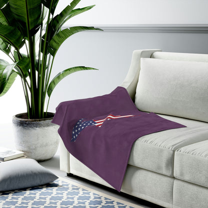 Michigan Upper Peninsula Plush Blanket (w/ UP USA Flag Outline) | Plum