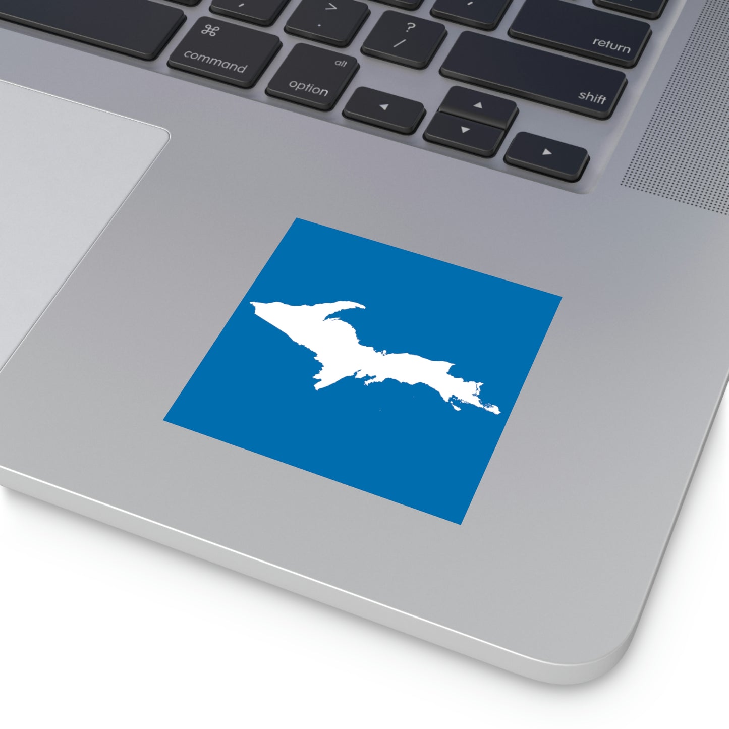 Michigan Upper Peninsula Square Sticker (Azure w/ UP Outline) | Indoor/Outdoor