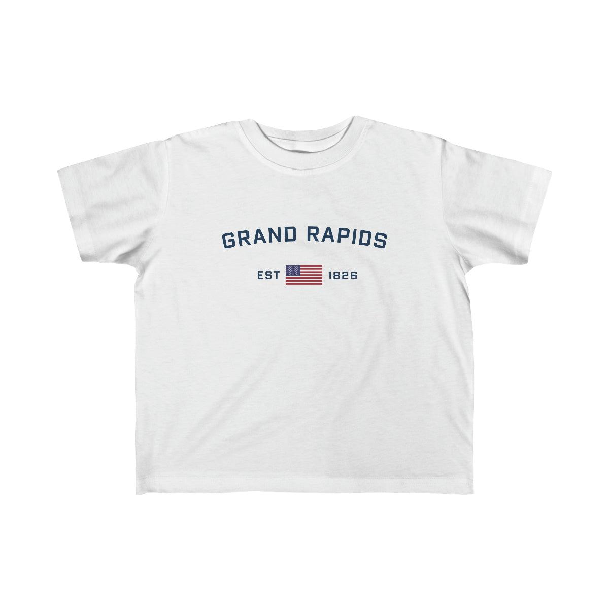 'Grand Rapids EST 1826' T-Shirt  (w/USA Flag Outline) | Toddler Short Sleeve - Circumspice Michigan