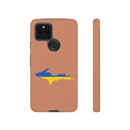 Michigan Upper Peninsula Tough Phone Case (Copper Color w/ UP Ukraine Flag Outline) | Samsung & Pixel Android