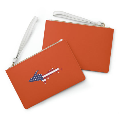 Michigan Upper Peninsula Clutch Bag (Maple Leaf Orange w/UP USA Flag Outline)