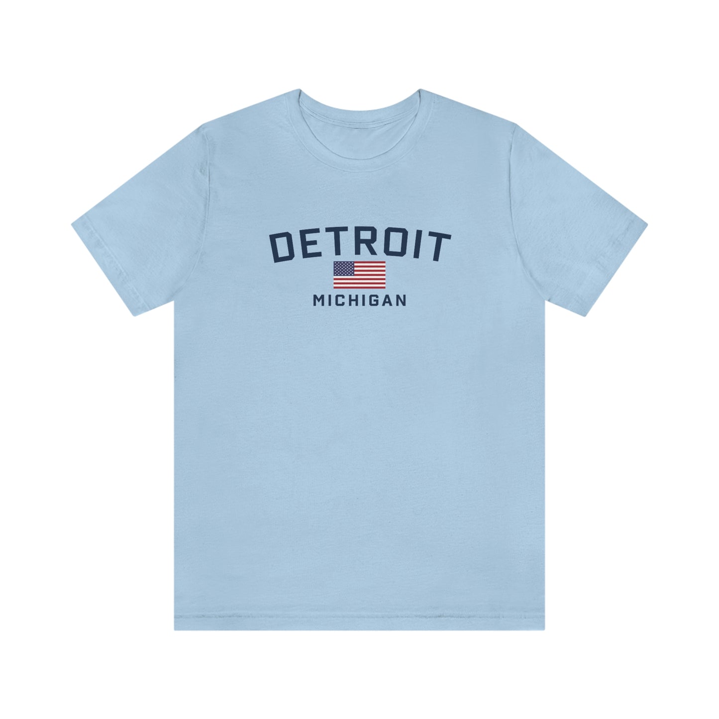 'Detroit Michigan' T-Shirt (w/USA Flag Outline) | Unisex Standard Fit