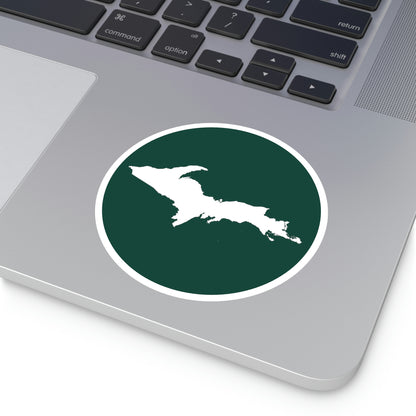 Michigan Upper Peninsula Round Stickers (Green w/ UP Outline) | Indoor\Outdoor