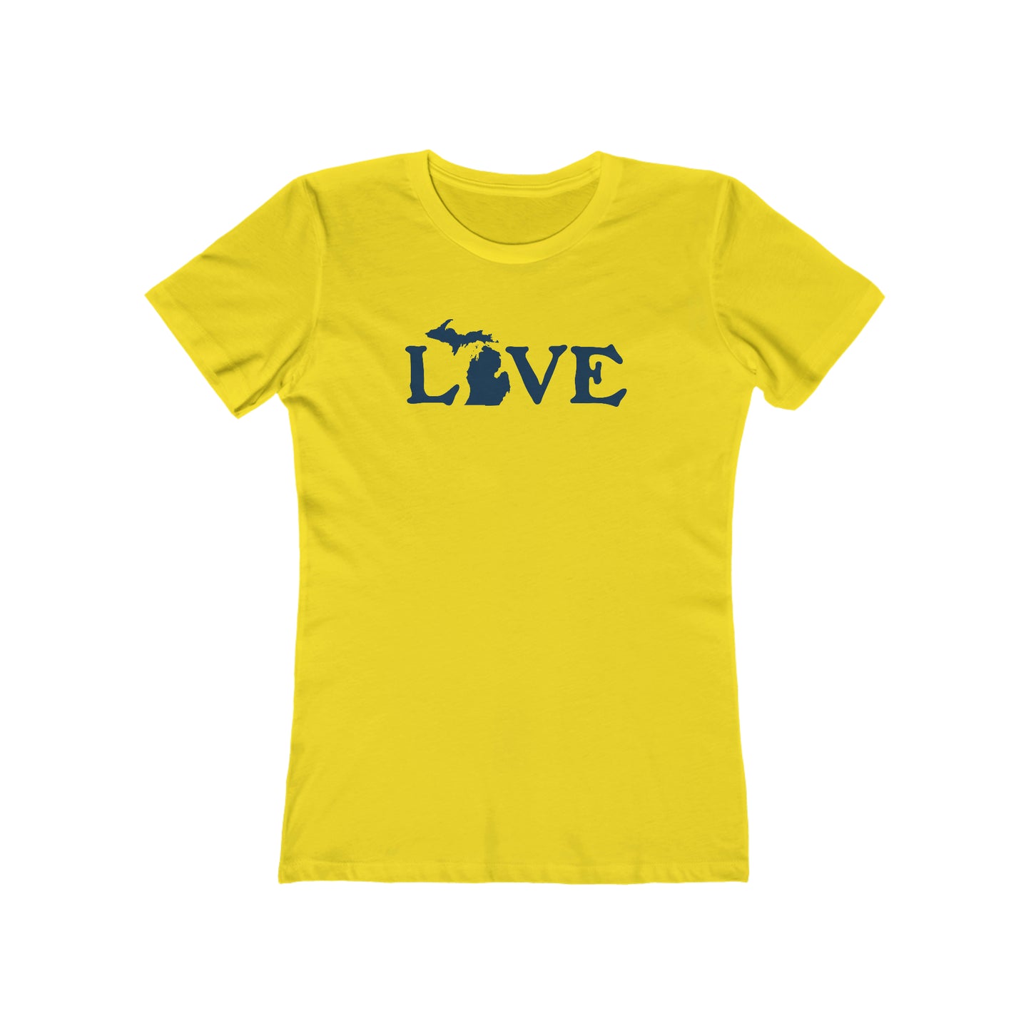 Michigan 'Love' T-Shirt (Woodcut Font) | Women's Boyfriend Cut