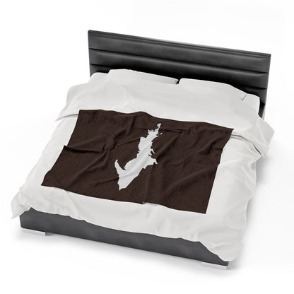 Michigan Upper Peninsula Plush Blanket (w/ UP Outline) | Hickory Color