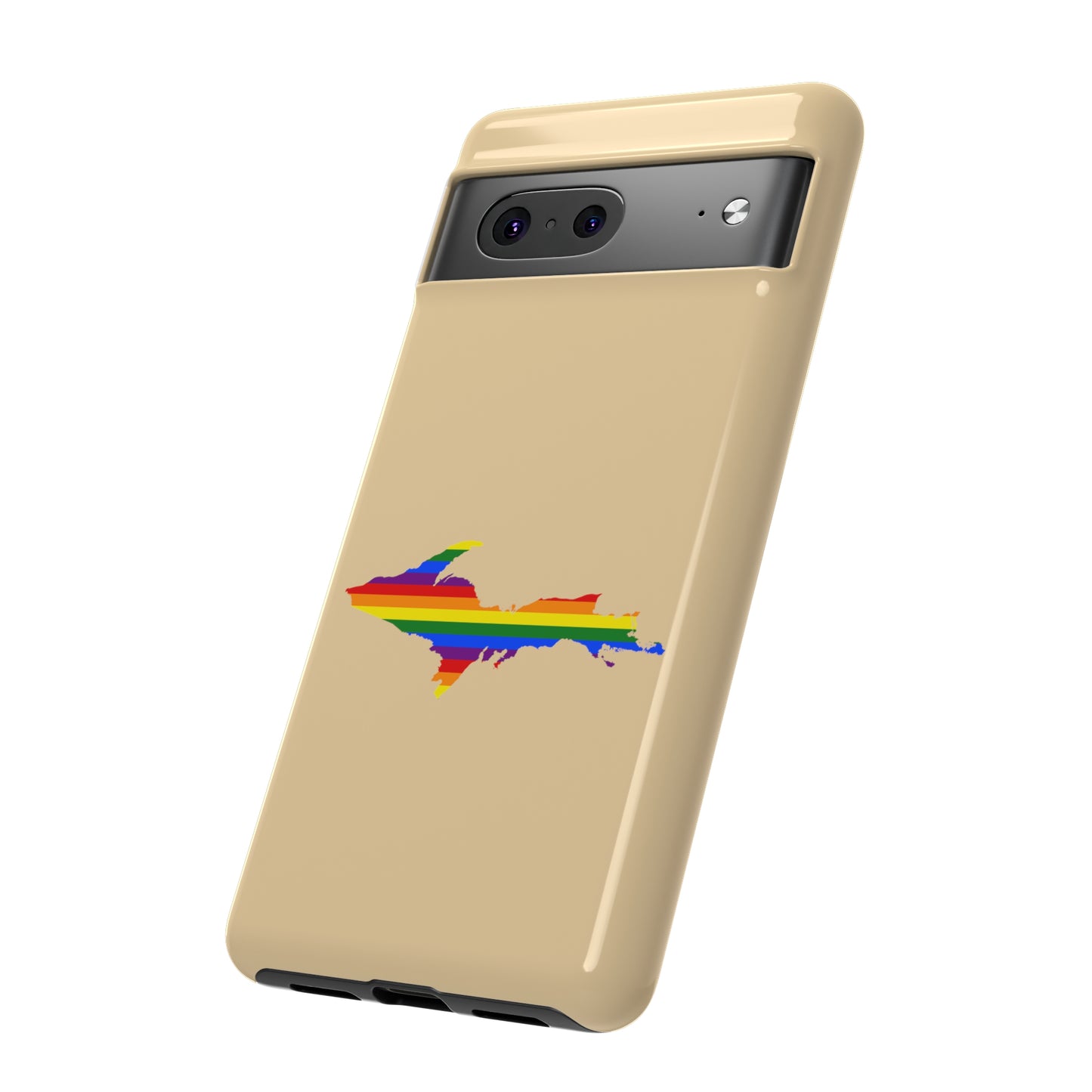 Michigan Upper Peninsula Tough Phone Case (Maple Color w/ UP Pride Flag Outline) | Samsung & Pixel Android