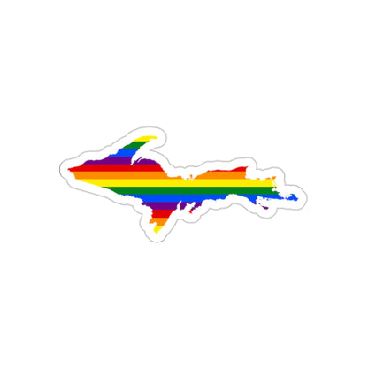 Michigan Upper Peninsula Die Cut Stickers (w/ UP Pride Flag Outline) | Indoor/Outdoor