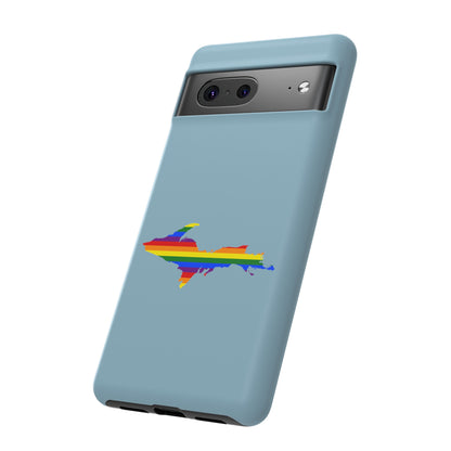 Michigan Upper Peninsula Tough Phone Case (Opal Blue w/ UP Pride Flag Outline) | Samsung & Pixel Android