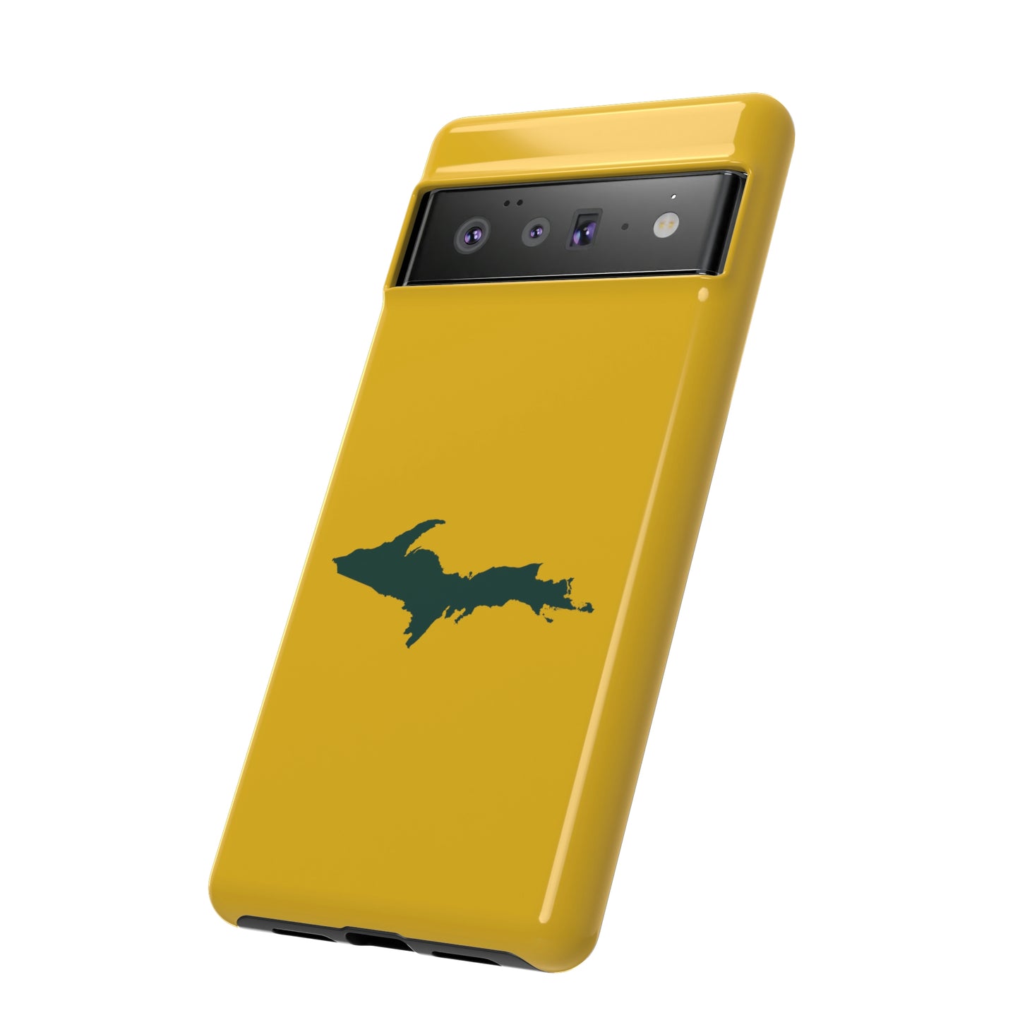 Michigan Upper Peninsula Tough Phone Case (Gold w/ Green UP Outline) | Samsung & Pixel Android