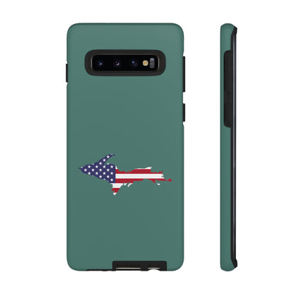 Michigan Upper Peninsula Tough Phone Case (Copper Green w/ UP USA Flag Outline) | Samsung & Pixel Android