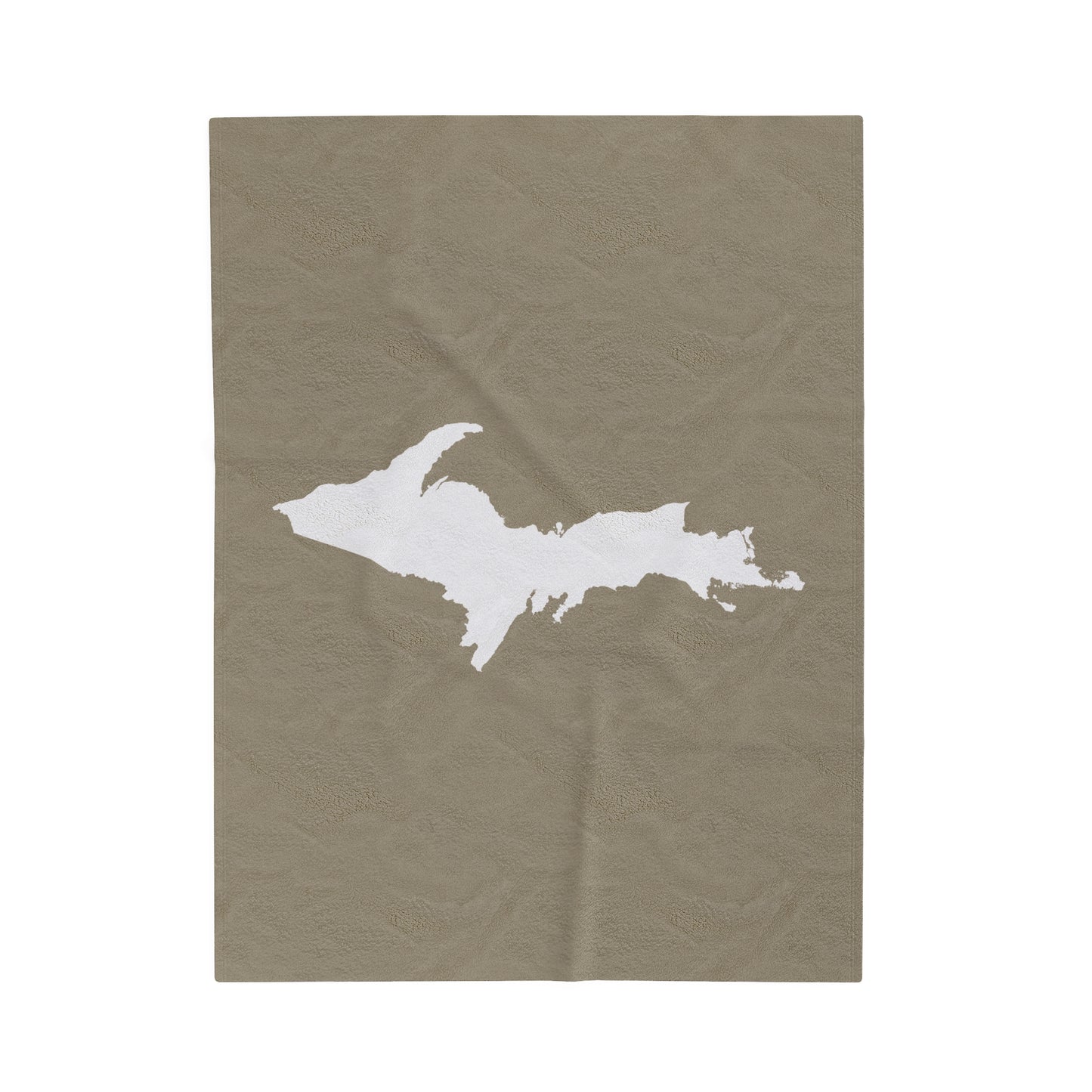 Michigan Upper Peninsula Plush Blanket (w/ UP Outline) | Petoskey Stone Beige