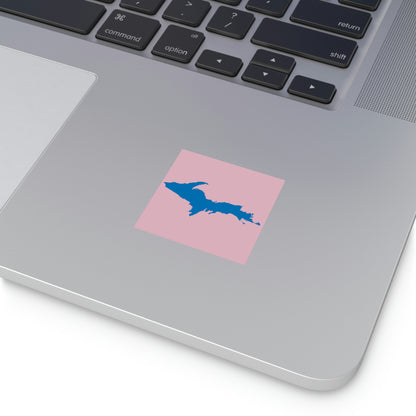 Michigan Upper Peninsula Square Sticker (Pink w/ Azure UP Outline) | Indoor/Outdoor