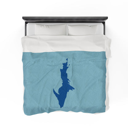 Michigan Upper Peninsula Plush Blanket (w/ Azure UP Outline) | '58 Caddie Blue