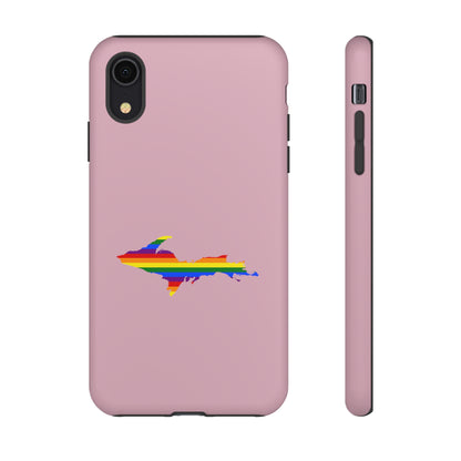 Michigan Upper Peninsula Tough Phone Case (Pink w/ UP Pride Flag Outline) | Apple iPhone