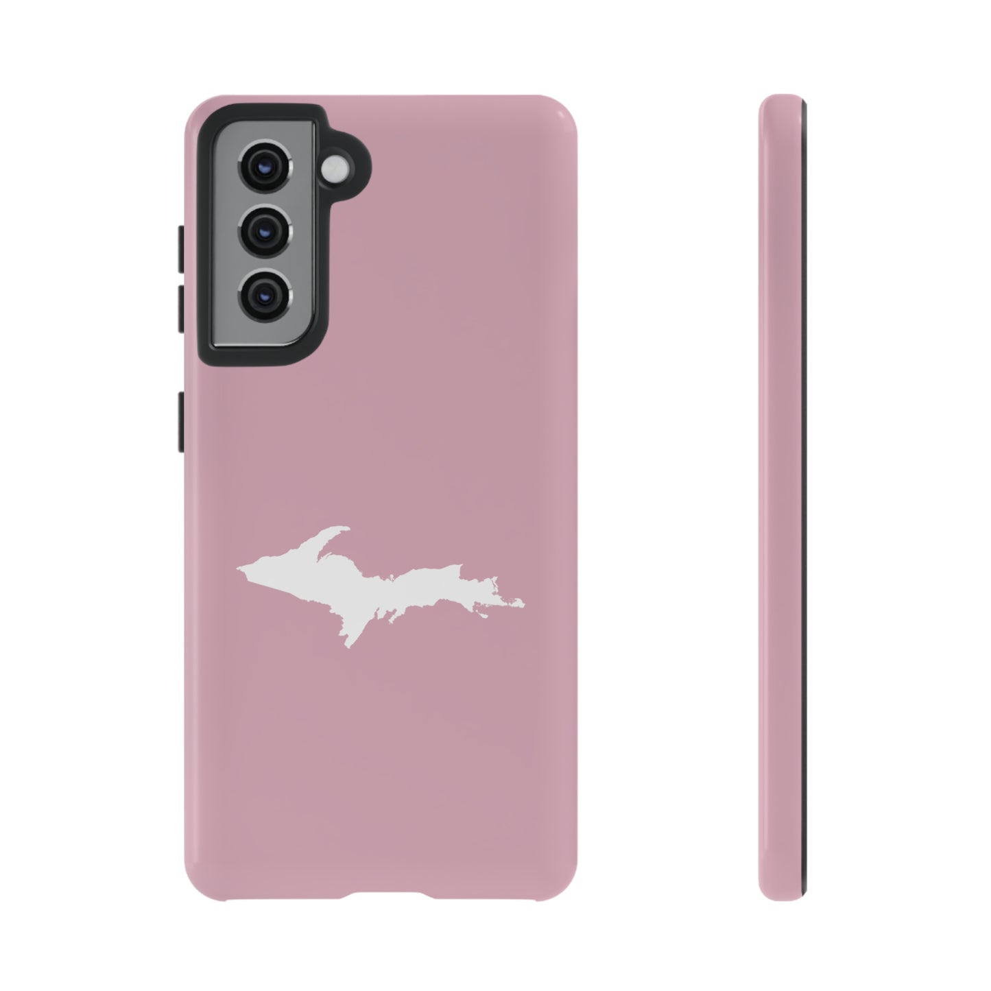 Michigan Upper Peninsula Tough Phone Case (Pink w/ White UP Outline) | Samsung & Pixel Android