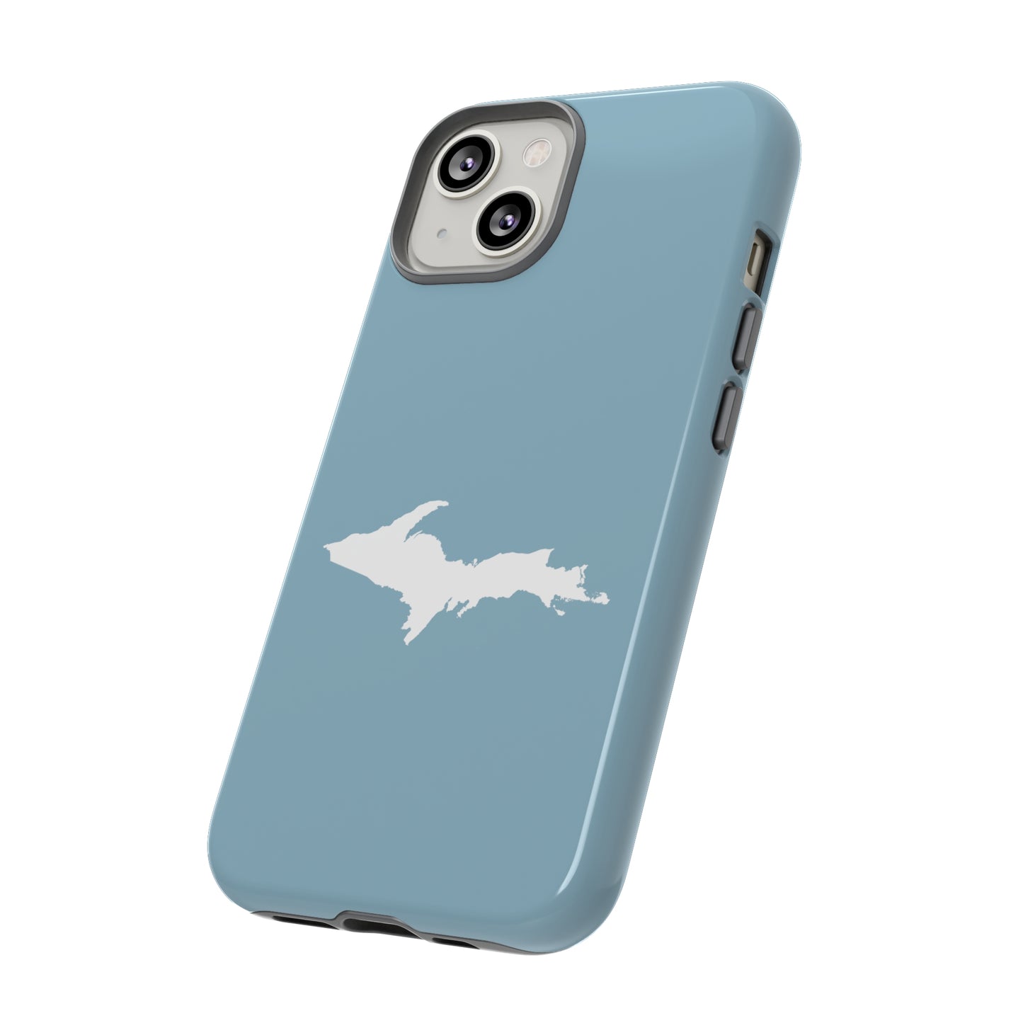 Michigan Upper Peninsula Tough Phone Case (Opal Blue w/ UP Outline) | Apple iPhone