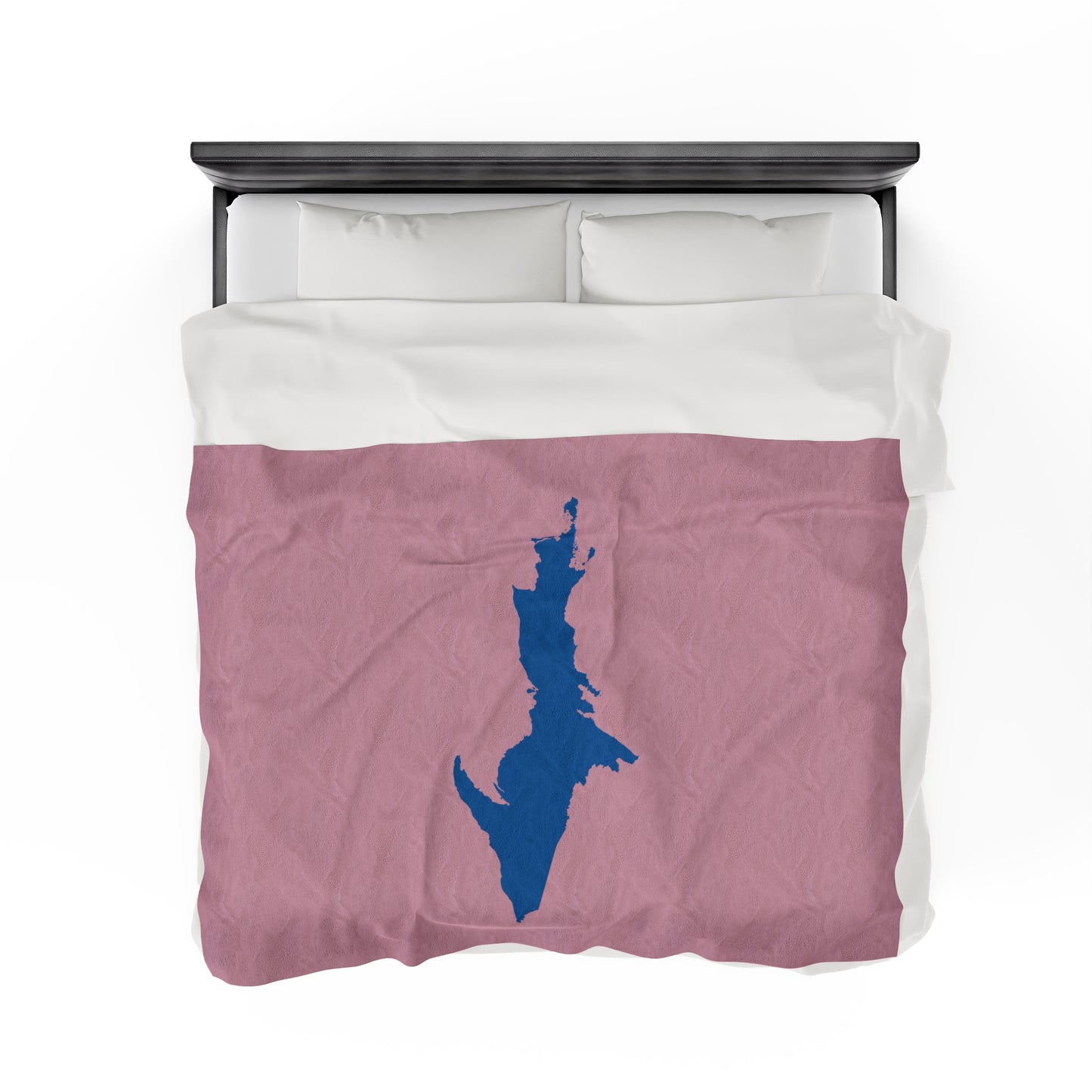 Michigan Upper Peninsula Plush Blanket (w/ Azure UP Outline) | Pink