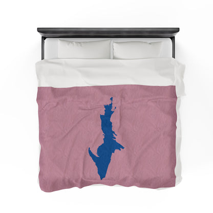 Michigan Upper Peninsula Plush Blanket (w/ Azure UP Outline) | Pink