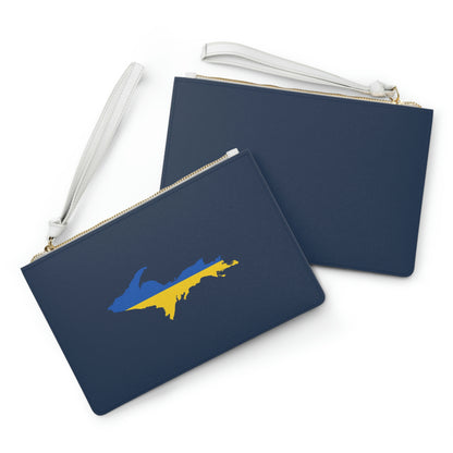 Michigan Upper Peninsula Clutch Bag (Navy w/ UP Ukraine Flag Outline)