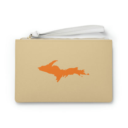 Michigan Upper Peninsula Clutch Bag (Maple Color w/ Orange UP Outline)