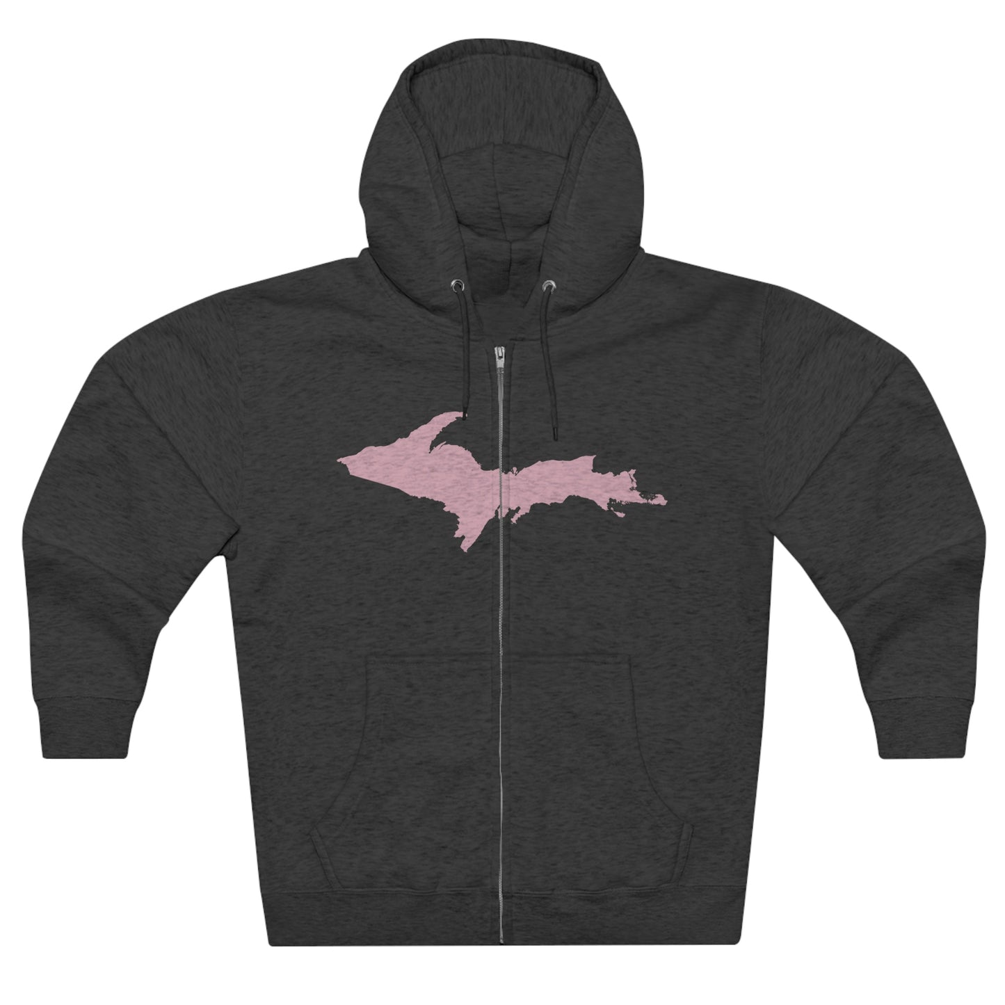 Michigan Upper Peninsula Full-Zip Hoodie (w/ Pink UP Outline)