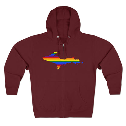 Michigan Upper Peninsula Full-Zip Hoodie (w/ UP Pride Flag Outline)