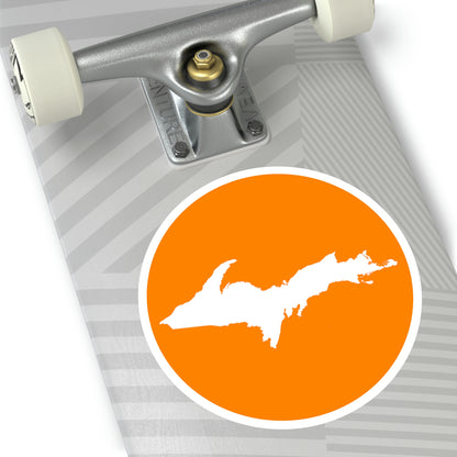 Michigan Upper Peninsula Round Stickers (Orange w/ UP Outline) | Indoor\Outdoor