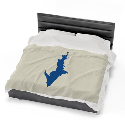 Michigan Upper Peninsula Plush Blanket (w/ Azure UP Outline) | Ivory White