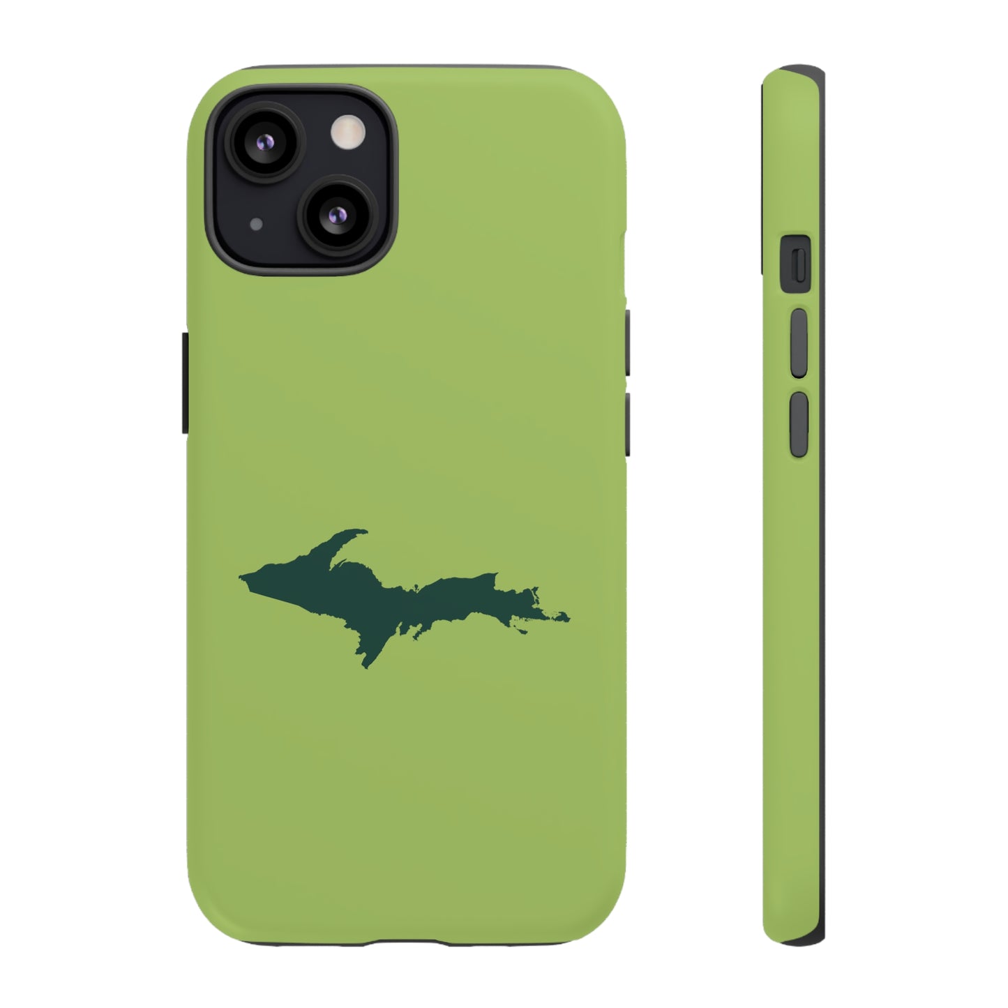 Michigan Upper Peninsula Tough Phone Case (Gooseberry Green w/ Green UP Outline) | Apple iPhone