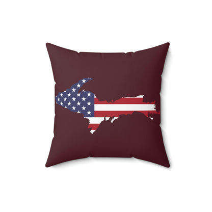 Michigan Upper Peninsula Accent Pillow (w/ UP USA Flag Outline) | Old Mission Burgundy