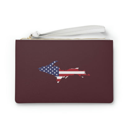 Michigan Upper Peninsula Clutch Bag (Old Mission Burgundy w/UP USA Flag Outline)