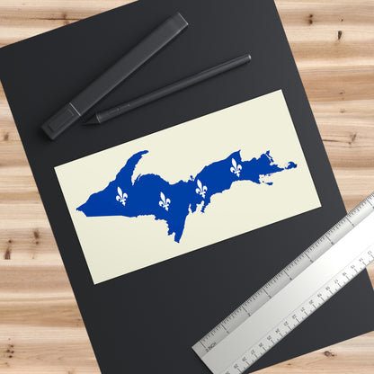 Michigan Upper Peninsula Bumper Stickers (w/ UP Quebec Flag Outline) | Ivory Color Background