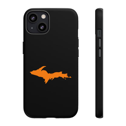 Michigan Upper Peninsula Tough Phone Case (Black w/ Orange UP Outline) | Apple iPhone