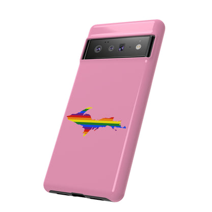 Michigan Upper Peninsula Tough Phone Case ('67 Caddie Pink w/ UP Pride Flag Outline) | Samsung & Pixel Android