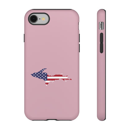 Michigan Upper Peninsula Tough Phone Case (Pink w/ UP USA Flag Outline) | Apple iPhone