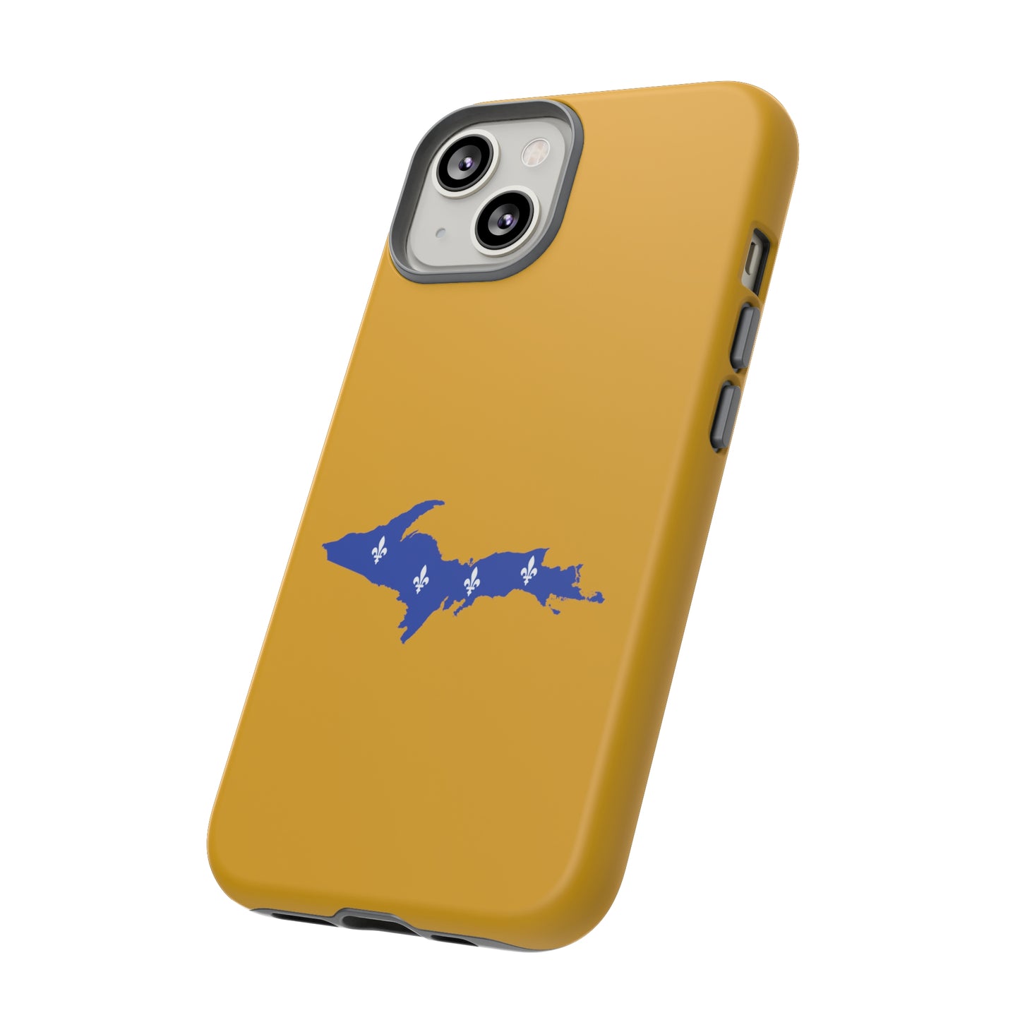 Michigan Upper Peninsula Tough Phone Case (Gold w/ UP Quebec Flag Outline) | Apple iPhone