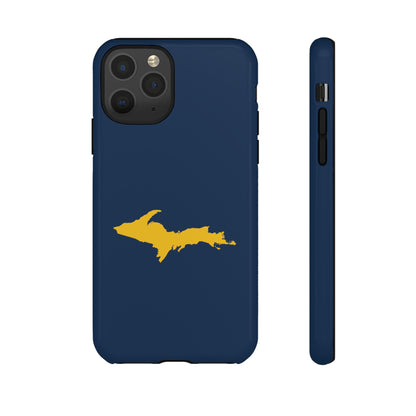 Michigan Upper Peninsula Tough Phone Case (Navy w/ Gold UP Outline) | Apple iPhone