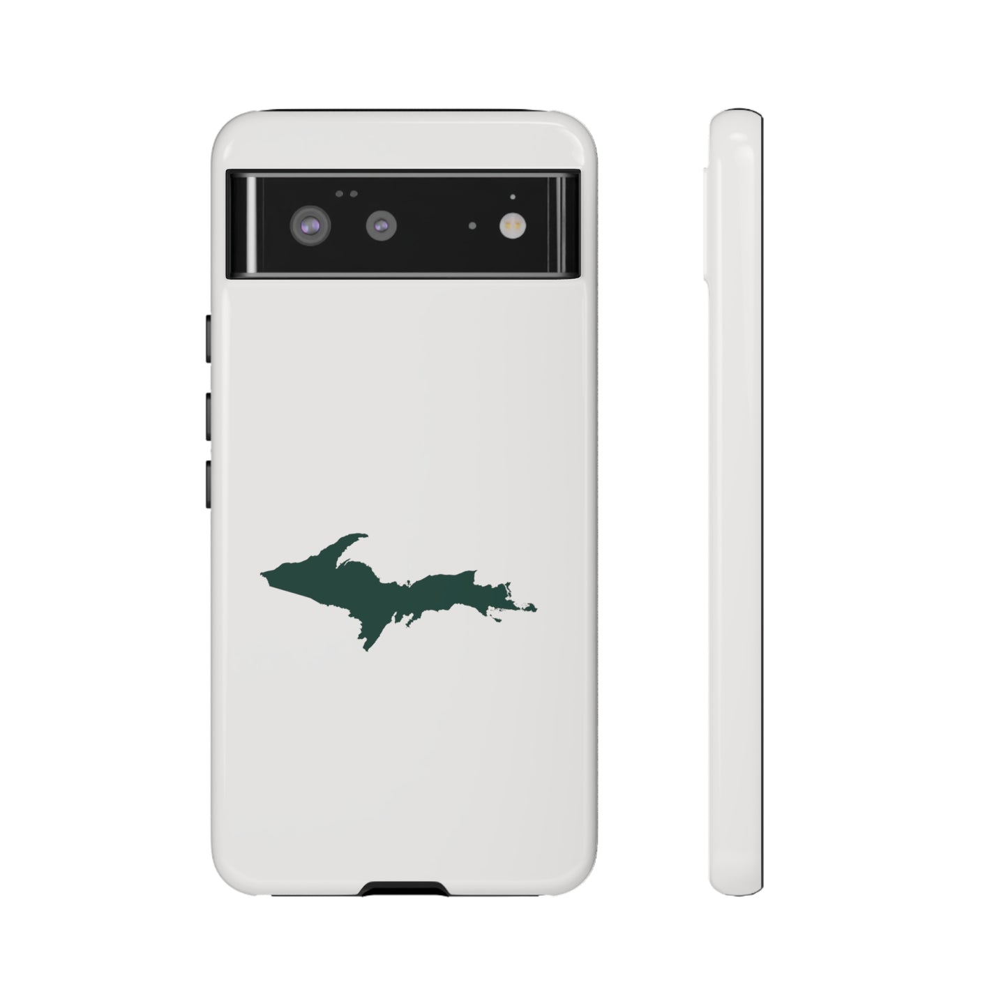 Michigan Upper Peninsula Tough Phone Case (Birch Bark White w/ Green UP Outline) | Samsung & Pixel Android