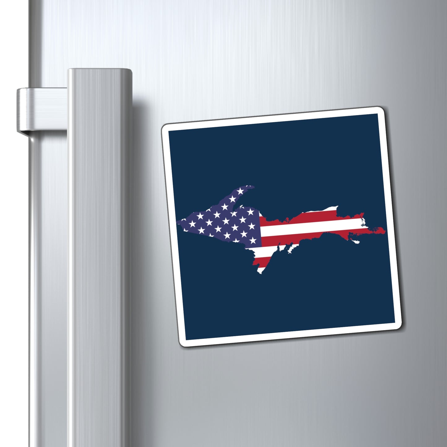 Michigan Upper Peninsula Square Magnet (Navy w/ UP USA Flag Outline)