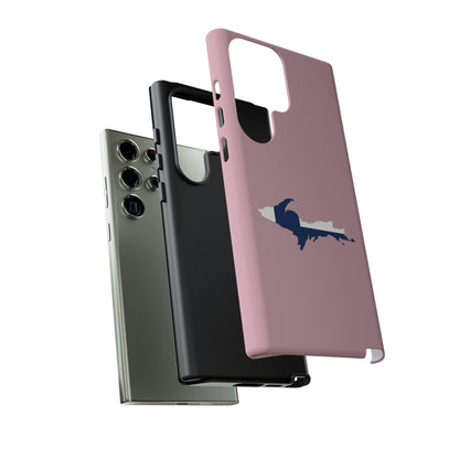 Michigan Upper Peninsula Tough Phone Case (Pink w/ UP Finland Flag Outline) | Samsung & Pixel Android