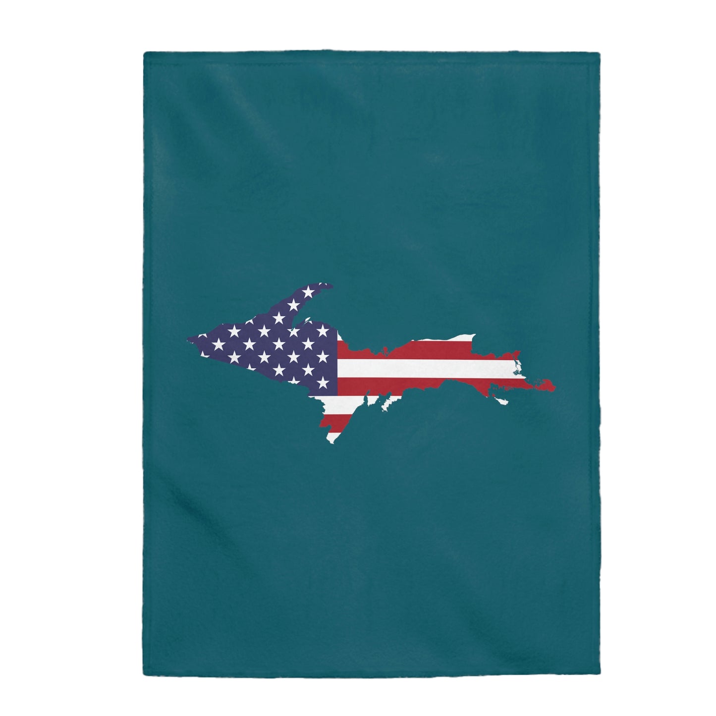 Michigan Upper Peninsula Plush Blanket (w/ UP USA Flag Outline) | Auburn Hills Teal