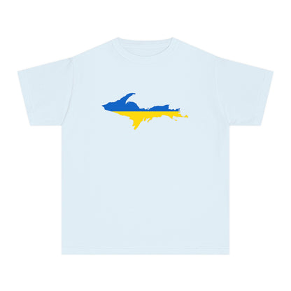 Michigan Upper Peninsula T-Shirt (w/ UP Ukraine Flag Outline) | Youth Garment-Dyed